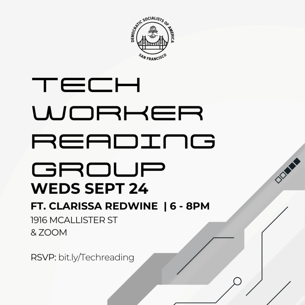Digital flier for tech worker reading group