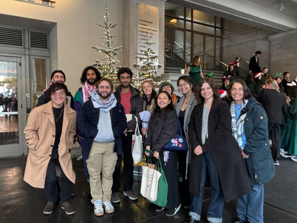 Members of Palestine Solidarity and Anti-Imperialism Working Group at NA4A consumer canvas of 2025