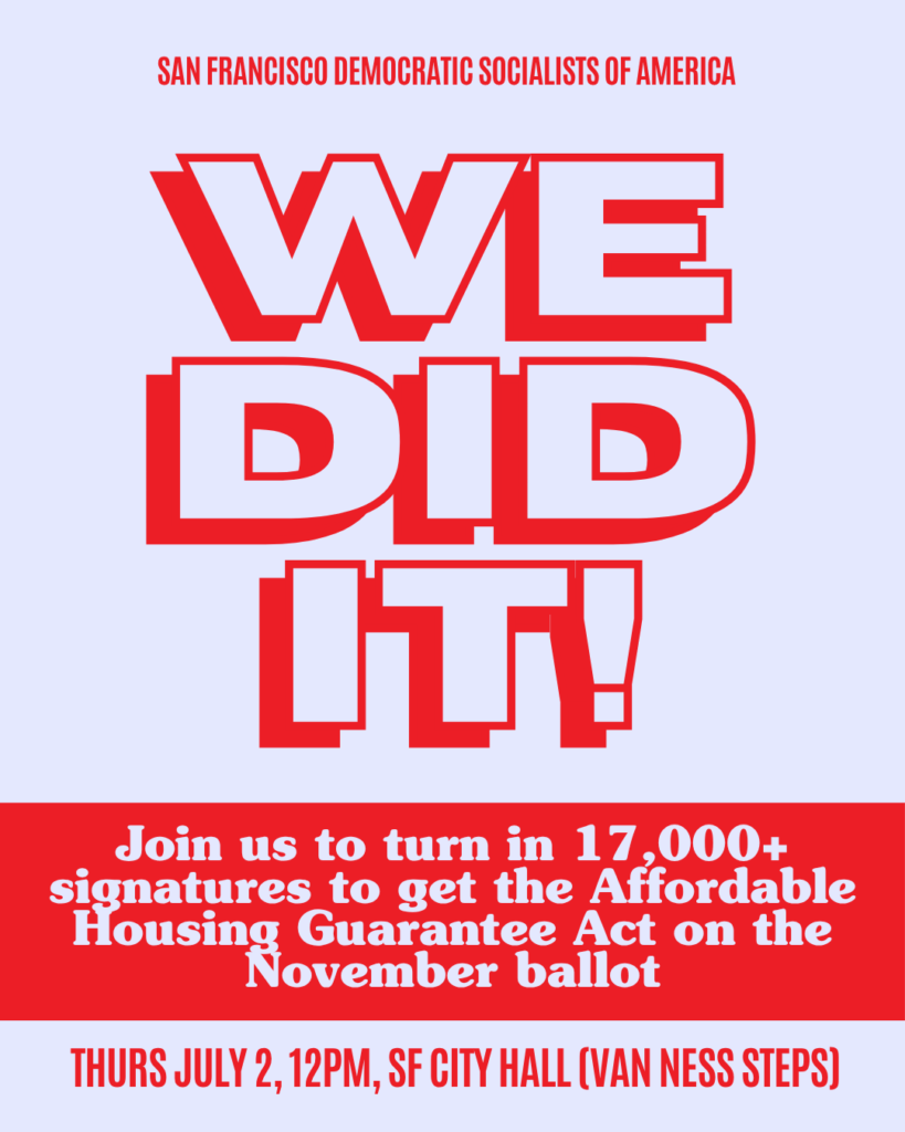 WE DID IT! Join us to turn in 17000+ signatures to get the Affordable Housing Guarantee Act on the November ballot
